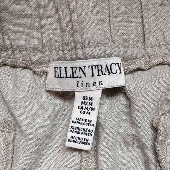Ellen Tracy Linen Blend Woman’s Pull On Drawstring Pants in Natural - Picture 2 of 8